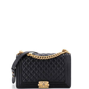 Chanel New Medium Boy Flap Bag Quilted Goatskin